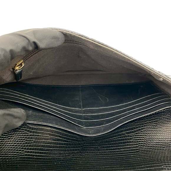 FENDI Black Leather Zucca Pochette Shoulder Bag - Picture 9 of 10